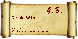 Glück Béla névjegykártya